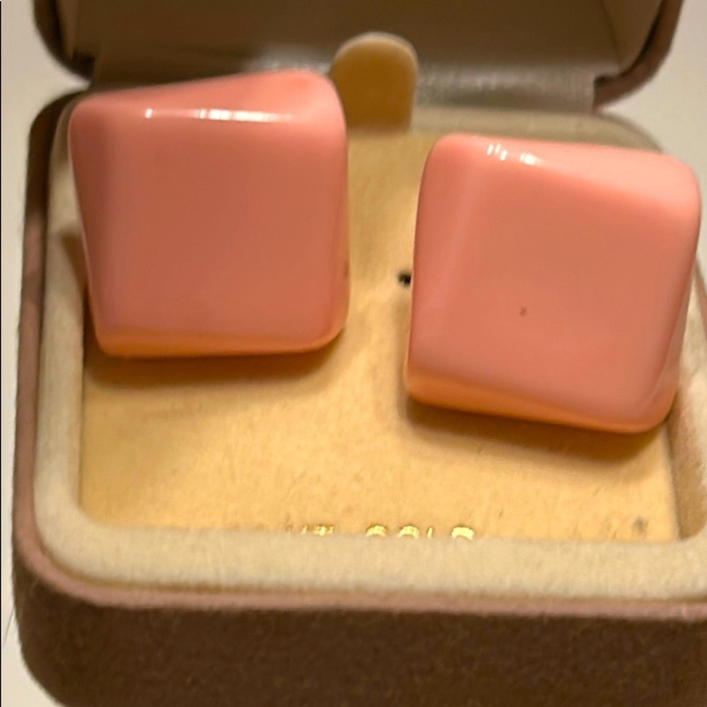 Vintage 1985 Pretty in Pink Chicklit Square Earrings Pierced EUVC